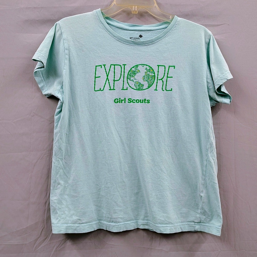 Girl Scouts Explore Earth Daisy‎ Graphic T-Shirt Mint Green Kids Misses Large L